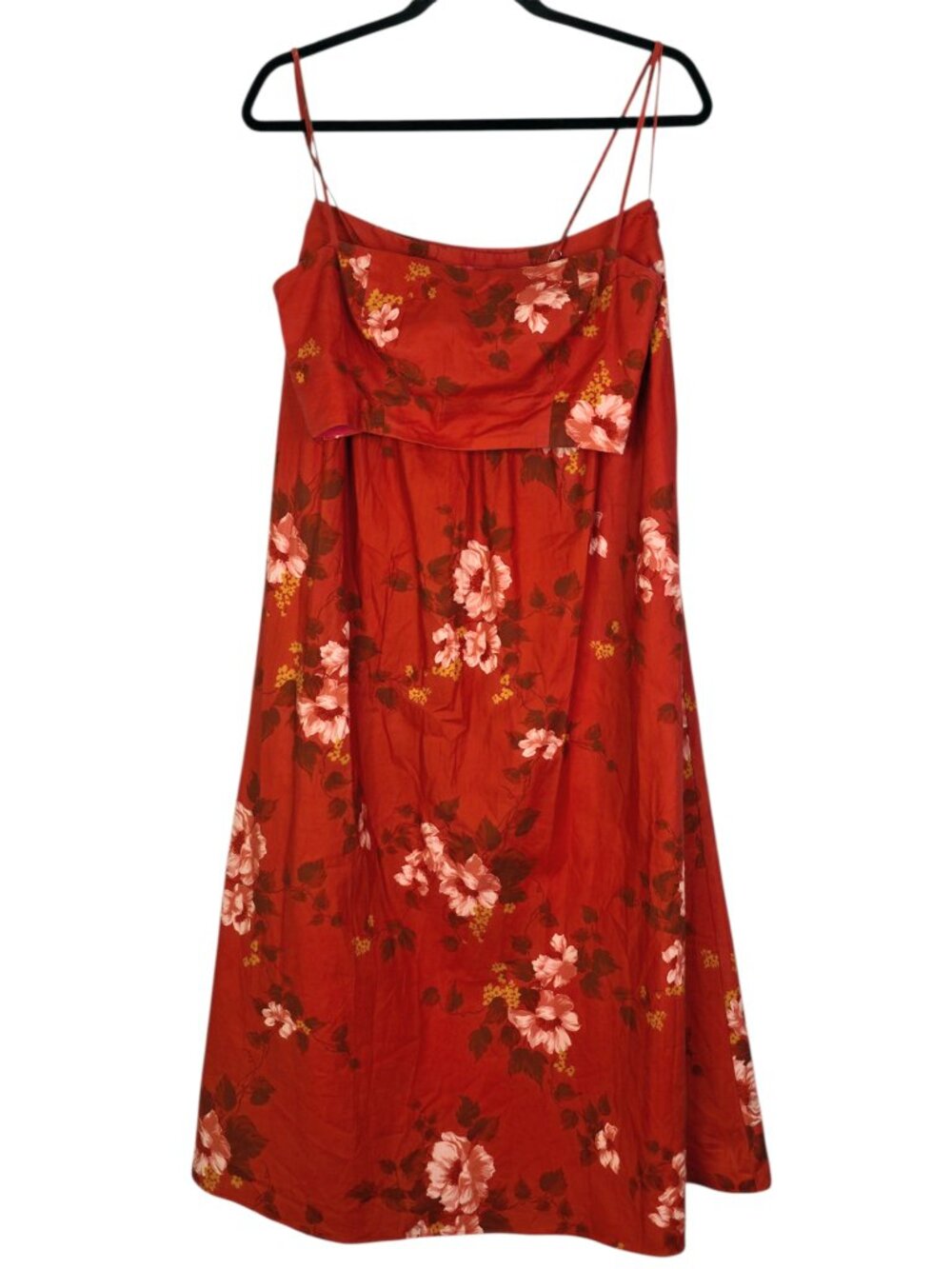 Reformation Amor Two Piece Set Coral Bloom Orange Floral Top Skirt Size 4 - Picture 4 of 13